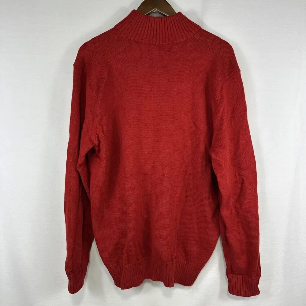 Polo Ralph Lauren‎ Quarter Zip Sweater Mens XL Red Cotton Pony Logo Mock Neck